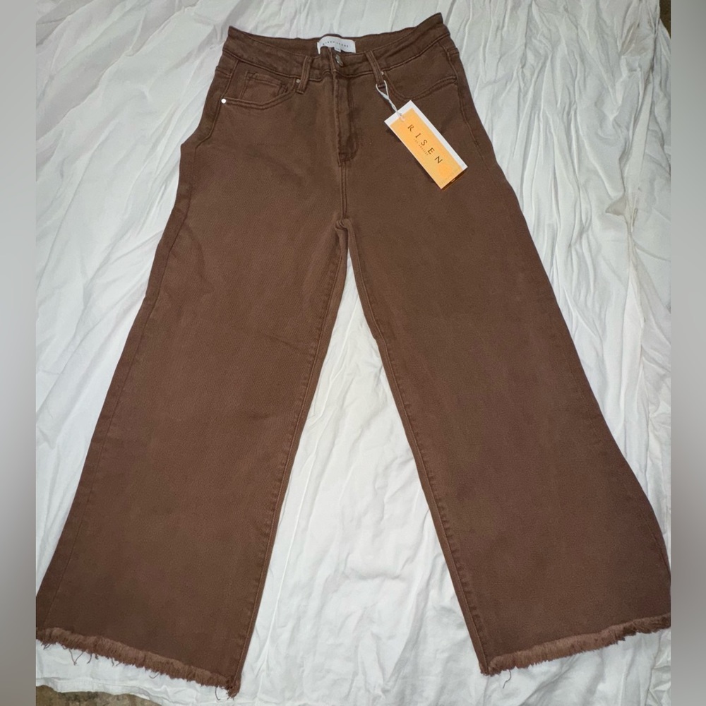 Risen Women’s Frayed Hem Denim Pants